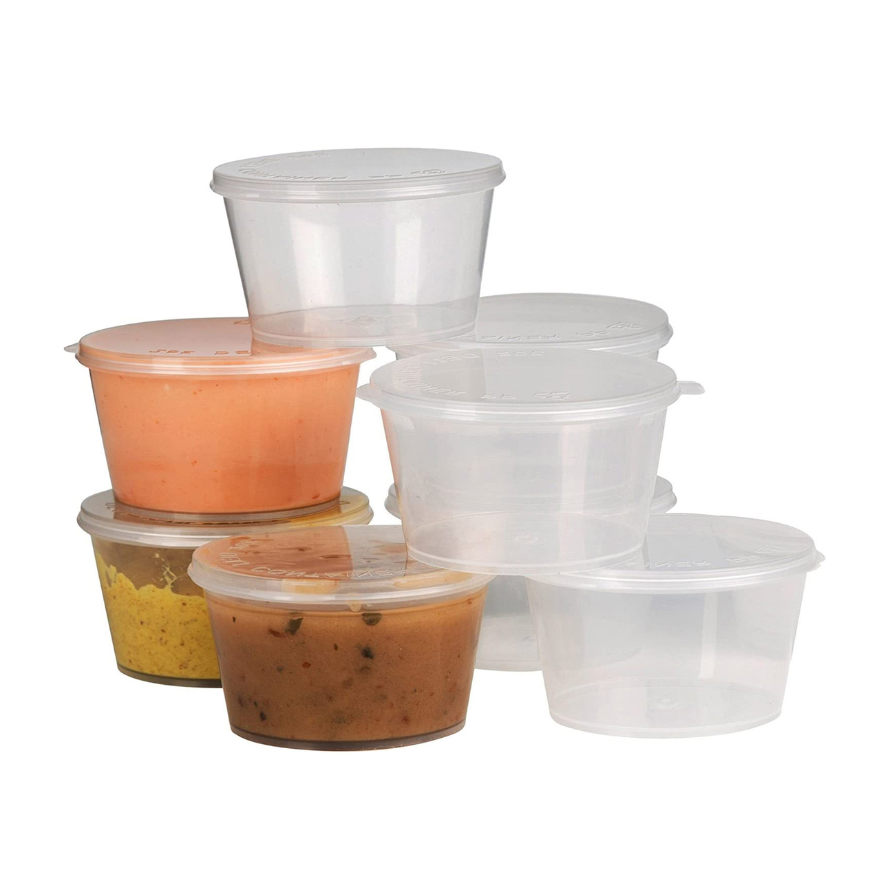 50 x Clear Plastic 2oz Pots with Lids Takeaway Sauces Storage Pots Dips Deli Tub 