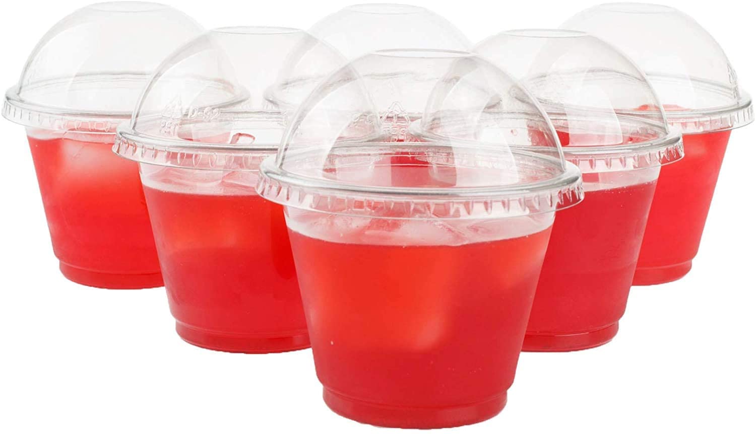 100 X 10oz Clear Plastic Cups for Ice Cream Dessert Cups With Dome Lids No Hole
